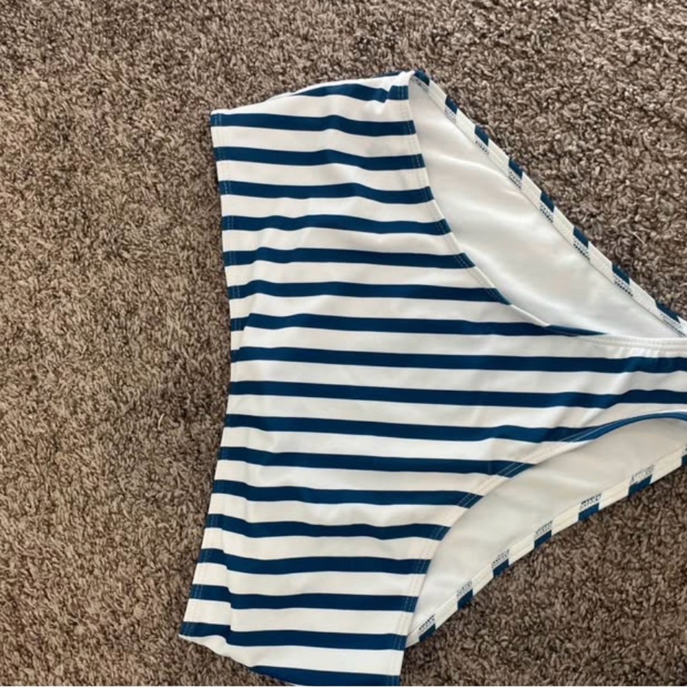 Striped Blue and White Bikini Bottom